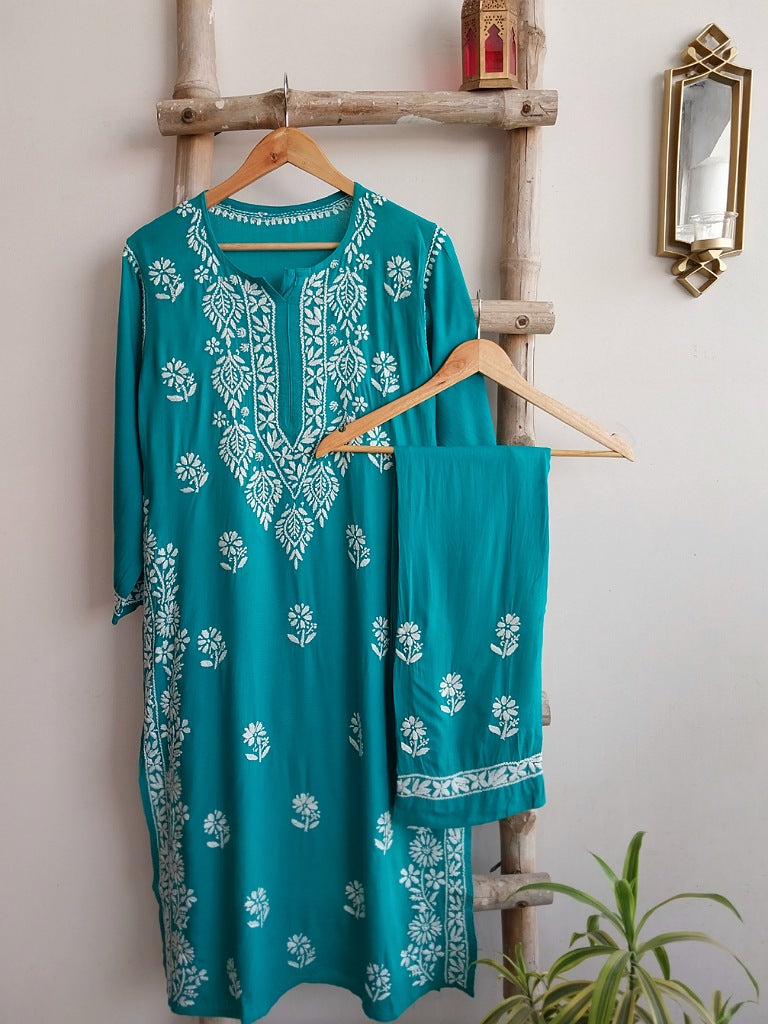 Naba Chikankari Rayon Straight Kurta Set