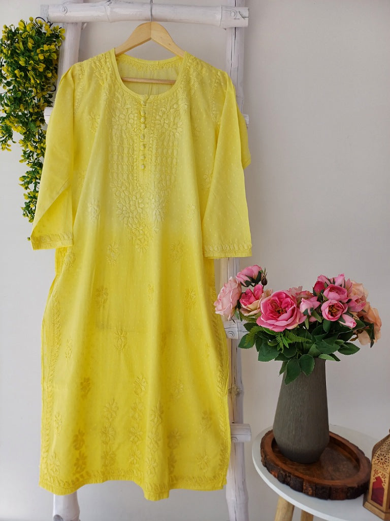 Rania Chikankari Straight Cotton Kurta