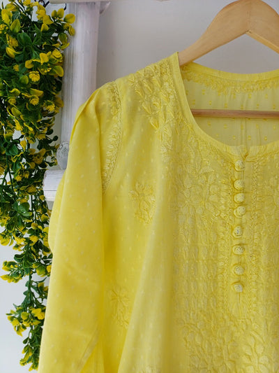 Yellow Chikankari kurta