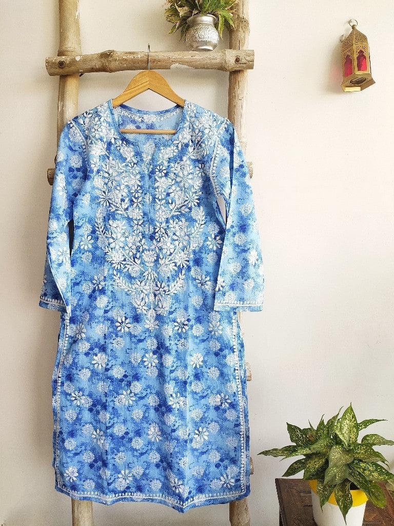 Seher Cotton Mul Chikankari Straight Kurti - Labelriwa