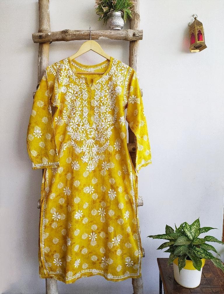 Seher Cotton Mul Chikankari Straight Kurti - Labelriwa