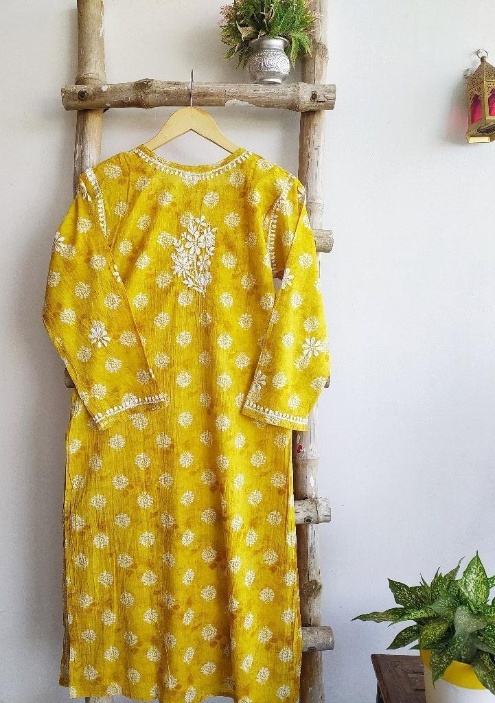 Seher Cotton Mul Chikankari Straight Kurti - Labelriwa