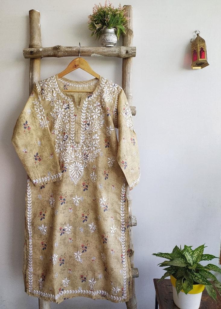 Mehr Cotton Chikankari Straight Kurti - Labelriwa