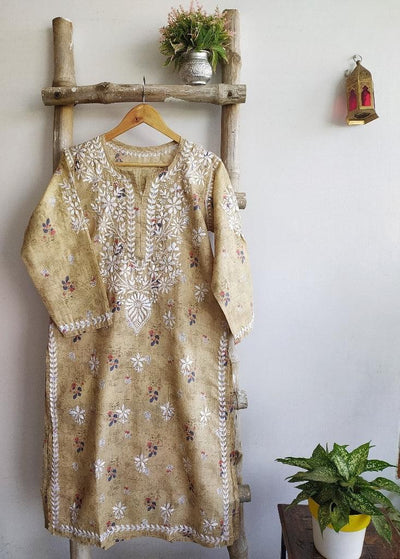 Mehr Cotton Chikankari Straight Kurti - Labelriwa