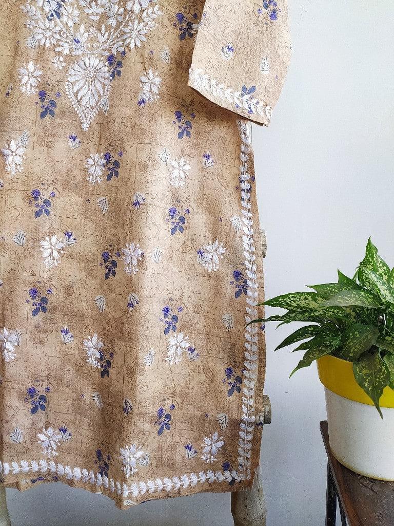 Mehr Cotton Chikankari Straight Kurti - Labelriwa