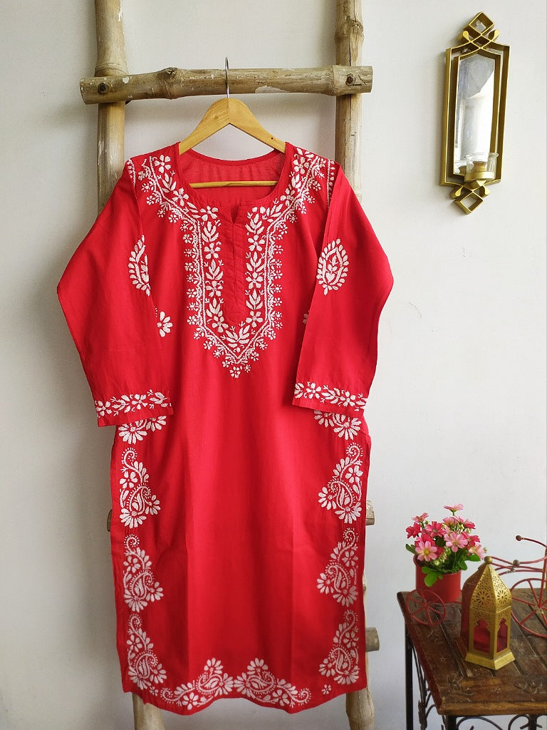 Samar Chikankari Cotton Straight Kurta