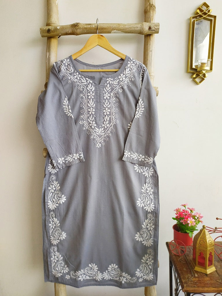 Samar Chikankari Cotton Straight Kurta