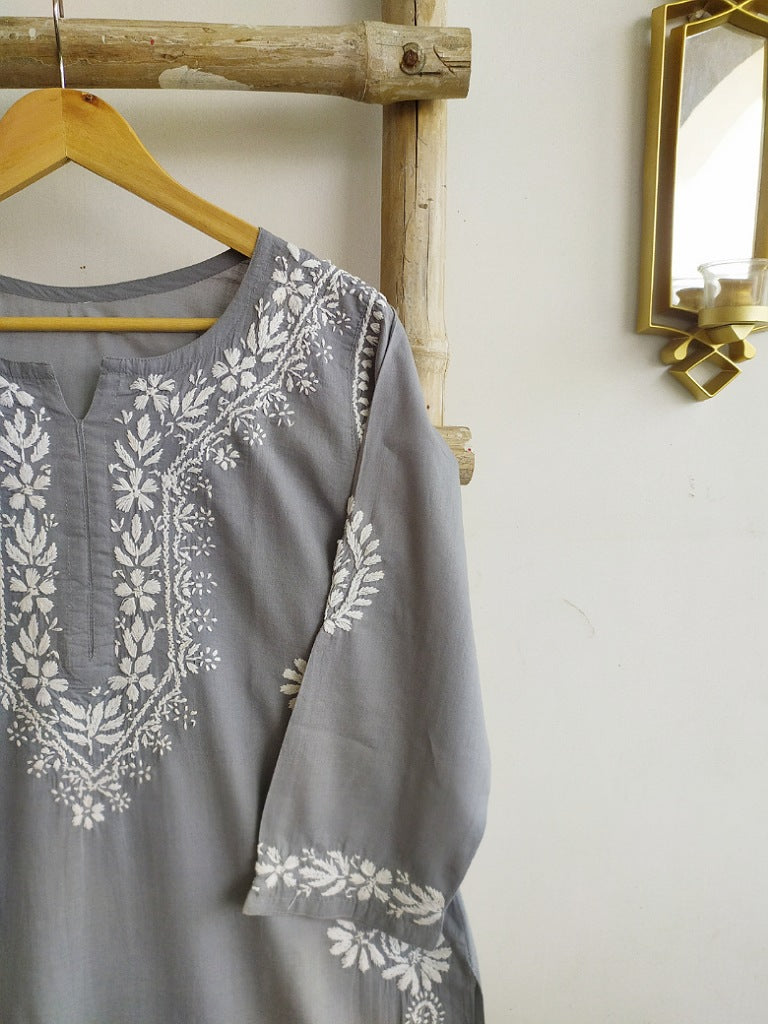 Samar Chikankari Cotton Straight Kurta